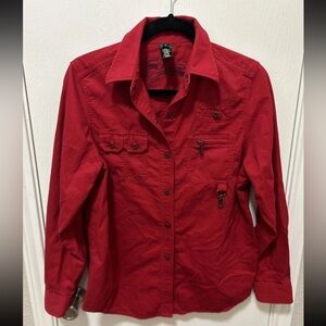 Ralph Lauren Corduroy Utility Shirt Women’s M Red Pocket Hiking Outdoor Fishing